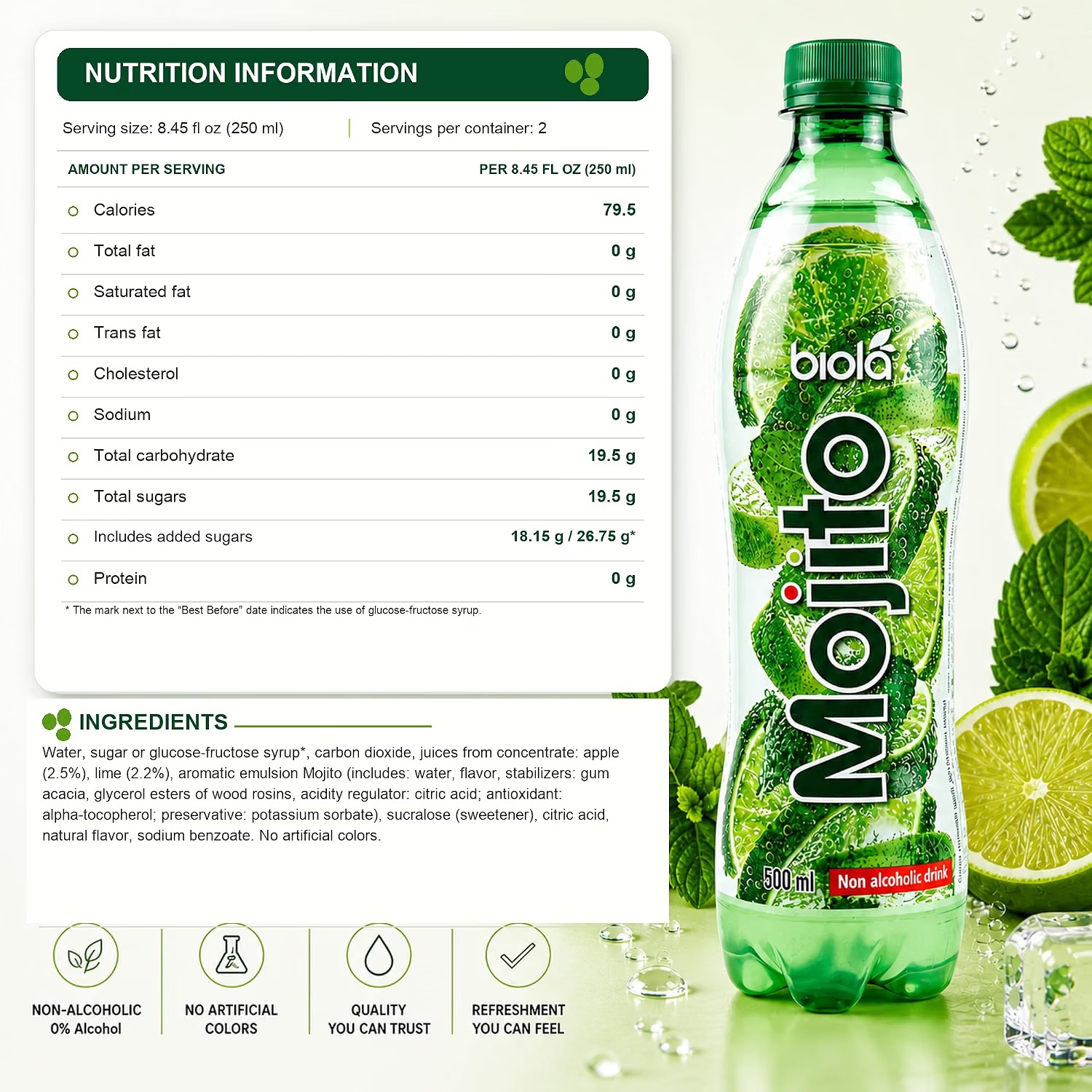 Biola Mojito nutrition and ingredient information